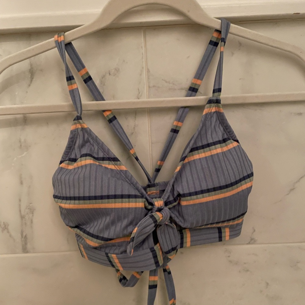 Blue Striped Target Bikini Top